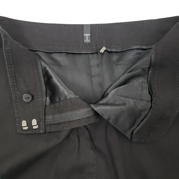 T Tahari Black Knee-Length Pencil Skirt Back Pockets & Zip Closure Linen Blend - Picture 3 of 7